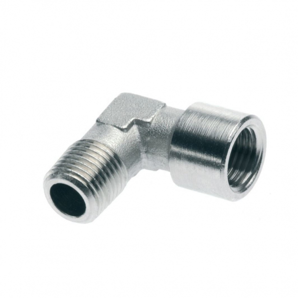 Pipe elbow 90°, tapered male thread R1/4, female thread G1/4